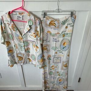 Paper Heart Women's Large Vacation Button-down and Strapless Dress Set